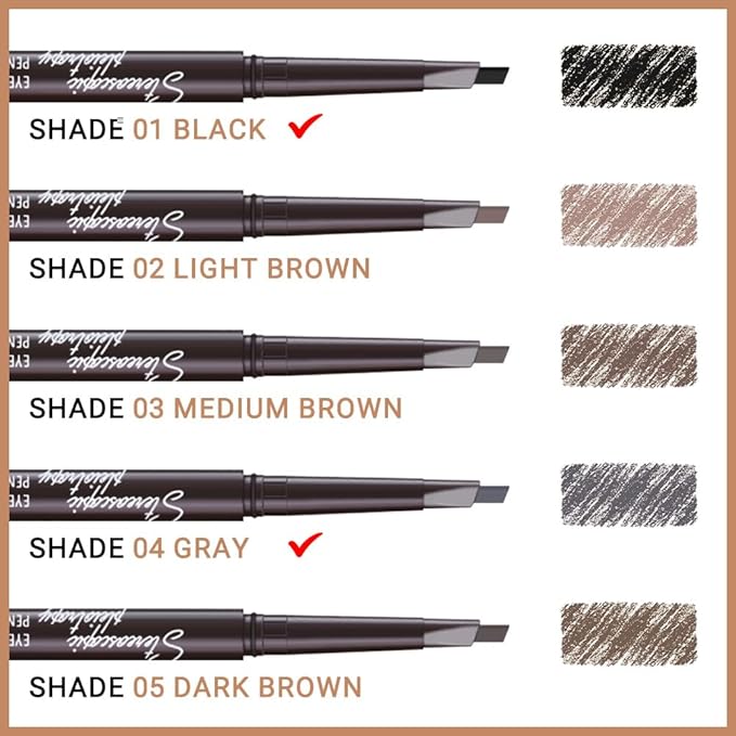5 Pcs Ultimate Eyebrow Retractable Definer Pencils,Dual-Sided Natural Soft Textured Eyebrow Pencil, for Daily Look Eyebrow Makeup,Brow Brush,Fine Tip (2*Black+3*Grey)