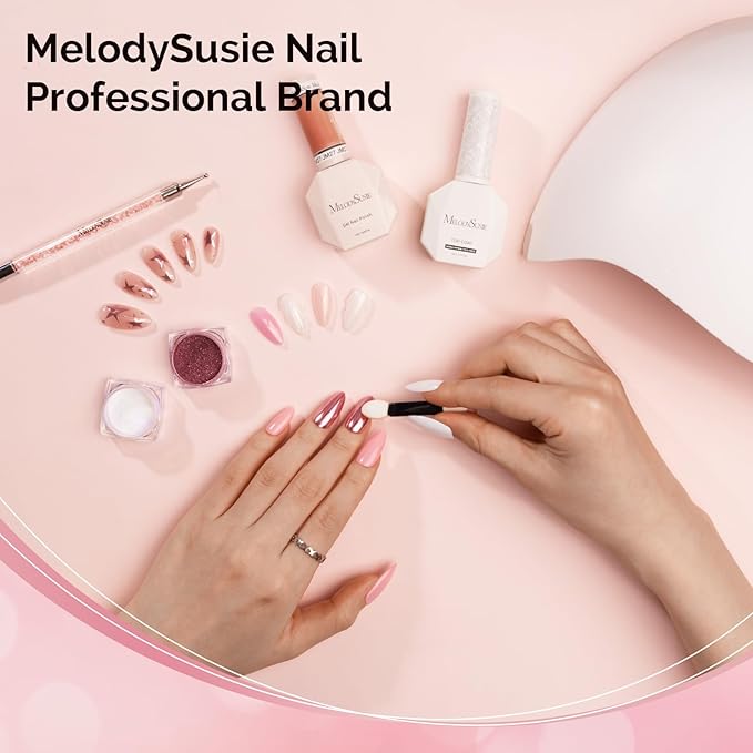MelodySusie Pink Chrome Nail Powder for Gel Nails,Metallic Mirror Effect Pigment Stylish Fine Glitter for Home DIY Salon Use