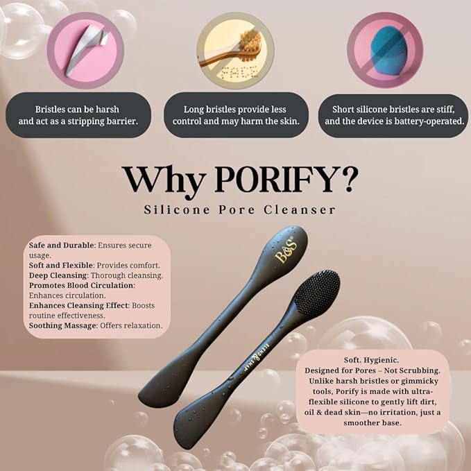 BLEND & SNAP Porify - Silicone Pore Cleanser Brush - Daily Skin Preparation for Skincare, Cleansing Scrubbing Tool, Face Mask Applicator, Gentle Exfoliation & Face Massager for Sensitive Skin