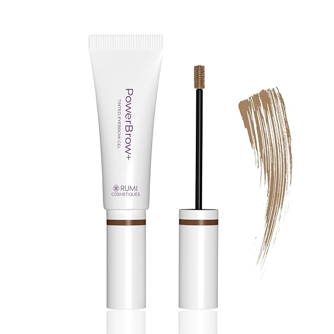 Rumi Cosmetiques PowerBrow+ Tinted Eyebrow Gel For Mature Women - Defines, Fills, Thickens Brows - 2-in-1 Formula - Natural Color, Quick Fixing, Long-Lasting - Hypoallergenic
