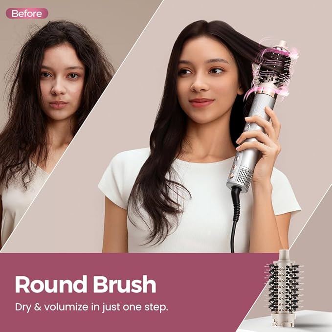 Lecomely 5 in 1 Hot Air Styler Wrap with Automatic Curling & Drying High-Speed Hair Dryer Brush with Negative Ion Technology for Frizz Control & Long Lasting Styles AirEdge A3