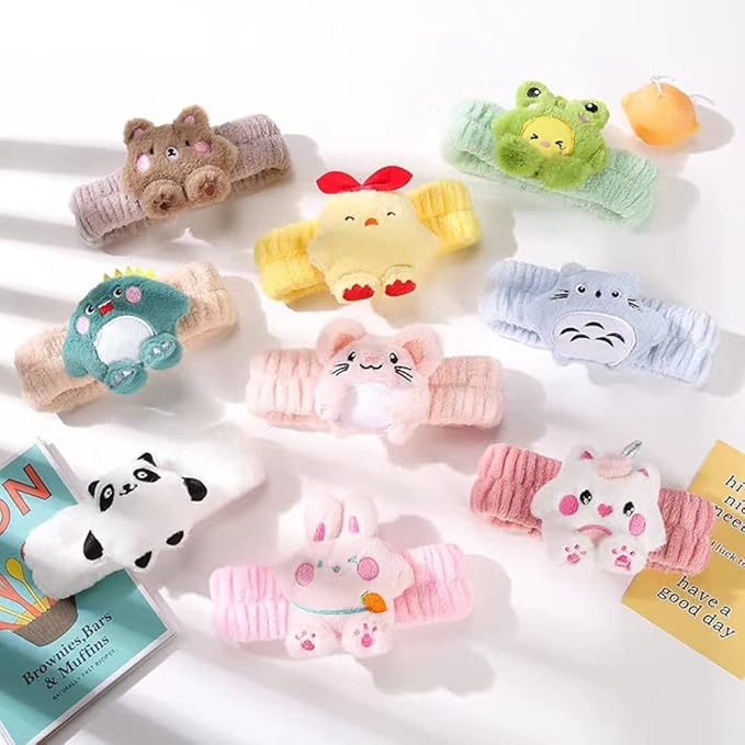 PERFECTSIGHT Kawaii Spa Headband Set, 2 Pack Cute Soft Coral Fleece Makeup and Skincare Headbands for Women and Girls' Face Washing and Facial Care