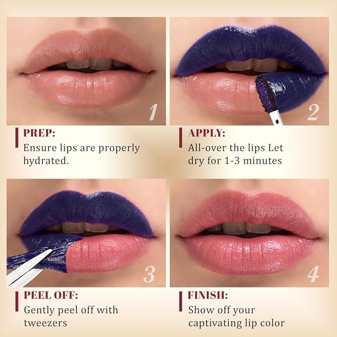 JUAAZIN Peel Off Lip Stain Tattoo with Tweezer - Warm Rose Matte Lip Tint, Long Lasting Waterproof Transfer-Proof Liquid Lip Stain, Cruelty-Free Lip Masque for All Skin Types, Valentine's Day Gift 01#