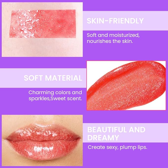 Hxssll Glitter Liquid Lip Gloss,Coral Shimmer Lipstick, Waterproof Shimmer Lip Stain Lip Glaze, High Shine Long Lasting Shiny Lip Color Makeup 06#