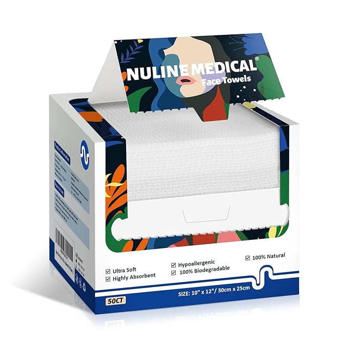 Ultra-Soft Disposable Face Towel - 50 Count/Box, 10" x 12", Biodegradable Face Towel, Superior for Sensitive Skin Face Towelette, Personal Hygiene (50 Count (1 Box）)