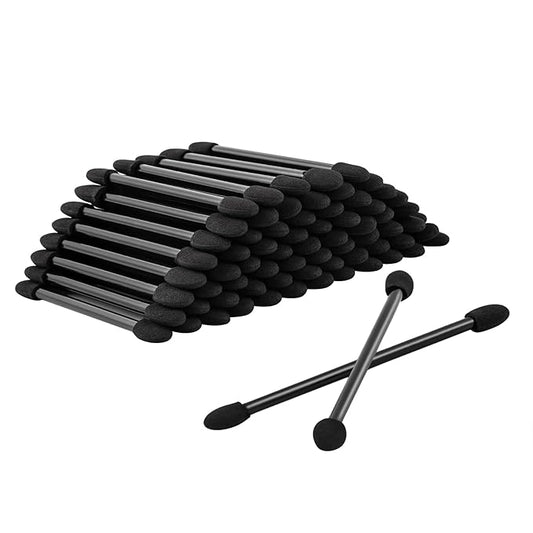 Ponpon 200Pcs Eyeshadow Applicators Dual Sides Eye Sponge Applicators Disposable Eyeshadow Brush for Girls Lady Women Makeup