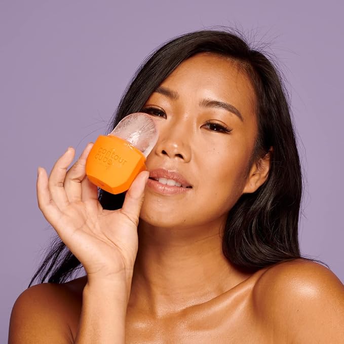 Contour Cube Mini - Revolutionary Ice Roller for Sculpting & De-Puffing - Face Ice Roller & Massager - Ice Mold for Face - Compact Skin Care Tools for Daily Skincare & Travel - Peach