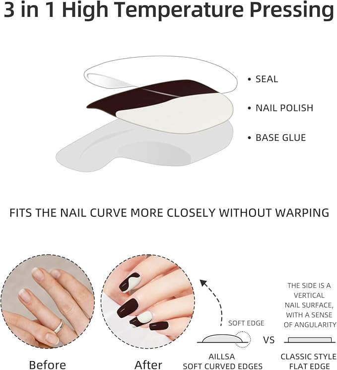 DUKASOU Semi Cured Gel Nail Strips, 56Pcs Nail Art Stickers/Wraps, Long Lasting UV Nail Polish Strips for Adults(Brown+Red)