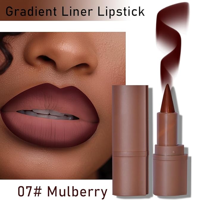 BAISEN DIARY 2-in-1 Gradient Lip Liner and Lipstick Lip Combo Set - Achieve Flawless Contour and Gradual Ombre Effect with Easy-to-Use Crayon Form and Cone Tip (07# Mulberry, 1 Count (Pack of 1))