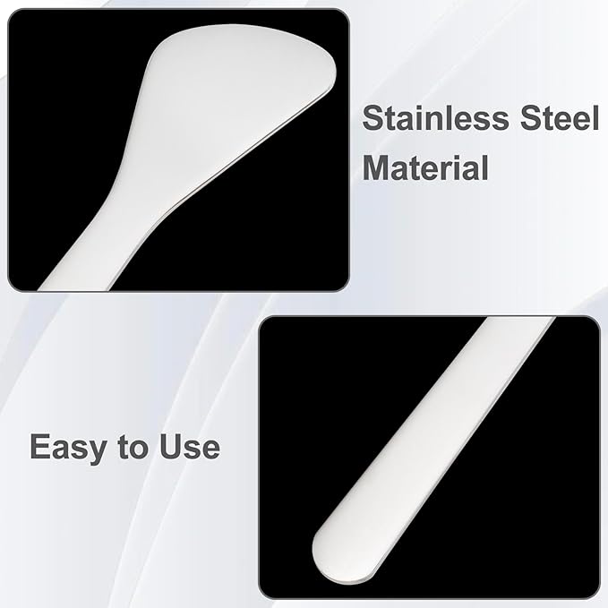Pndeyo 3pcs Mini Metal Makeup Spatula, Reusable Cosmetic Cream Spatulas Spoon, Skincare Scoop Applicator Facial Massage Beauty Tools for Mixing and Sampling Face Eye Cream- Silver