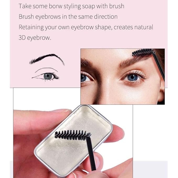 2 Pack Eyebrow Soap Kit, 4D Brows Gel Long Lasting Eyebrow Setting Gel Waterproof Eyebrow Makeup Balm Pomade Cosmetics (0.7 Ounce (Pack of 2))