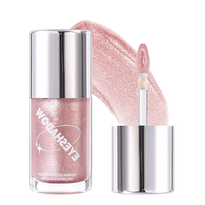 SUAKE Liquid Sparkling Glitter Eye Shadow – Rose Gold Cherry Eyeshadow, Eyeliner, Eyelid Shimmer Highlight Makeup, Highly Pigmented sombra de para ojos,Waterproof Quick-Drying (01Coral#)