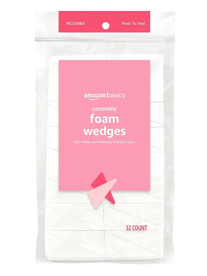 Amazon Basics Cosmetic Rectangular Foam Wedges, 192 Count (48 Packs of 32), White (Previously Solimo)