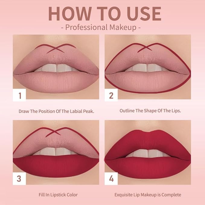 Hxssll Deep Red Lip Liner Stain – 24H Longwear Waterproof Matte Lip Contour Pen, Transfer-Proof Precision Marker for Defining & Outlining Lips All Day Stay Lip Lip Liner Marker 12#