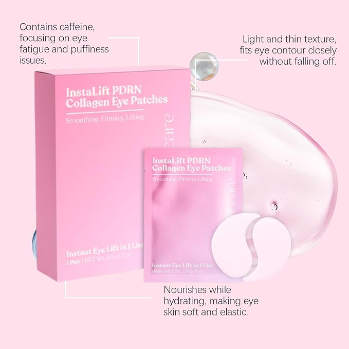 Instalift Pdrn & Collagen Eye Patches, Pdrn Collagen eye patches, Eye Patches for Puffy Eyes and Dark Circles (1 Box (8 pieces))