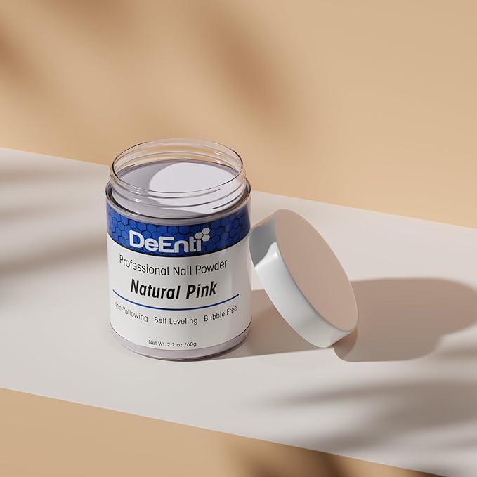 DeEnti Acrylic Nail Powder - 2oz Natural Pink|Professional Grade, Bubble-Free Acrylic Powder for Nails | Long-Lasting, Chip-Resistant Nail Acrylic Powder for Carving, Extensions & Fake Nails