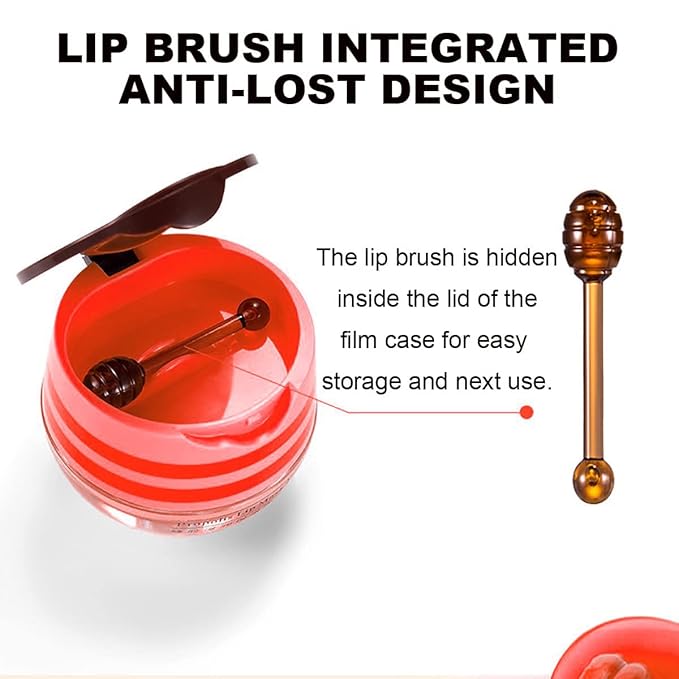 Lip Balm, Vitamin E Moisturizing Propolis Sleeping Mask, Effective Reduces Lines, Prevention of Dry and Cracked Lips Nourishing Dry Lip Care (2 Packs Strawberry & 2 Packs Honey, 1.9Oz)