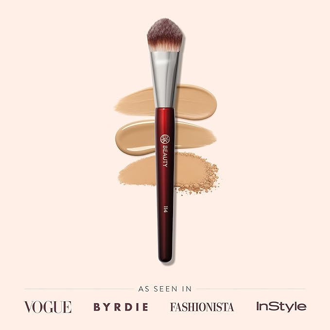 BK BEAUTY 114 DUAL-SIDED CONCEALER BRUSH – Precision Concealer & Powder Makeup Brush for Under-Eyes, Blemishes, and Touch-Ups, Soft Vegan Bristles