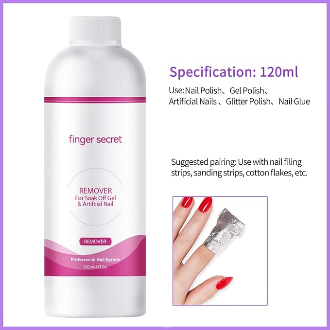BEVINAS Nail Polish Remover Kit Nail Polish Remover & Slip Solution Polish Remover for Nails Slip Solution for Poly Gel Nails with Glass Cup Nail Cleaning pads