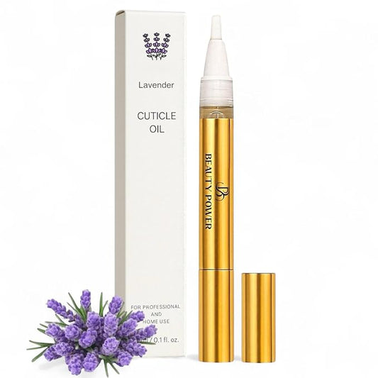 Beauty Power Nail Oil Cuticle Pen - Lavender - Nail Strengthener & Growth Serum with Vitamin A, D, E, B5, Grapeseed & Natural Oils - Repair for Brittle, Peeling, Thin Nails - Twist Brush Pen
