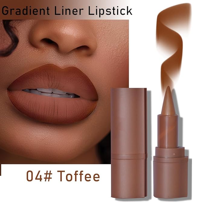 BAISEN DIARY 2-in-1 Gradient Lip Liner and Lipstick Lip Combo Set - Achieve Flawless Contour and Gradual Ombre Effect with Easy-to-Use Crayon Form and Cone Tip (04# Toffee, 1 Count (Pack of 1))