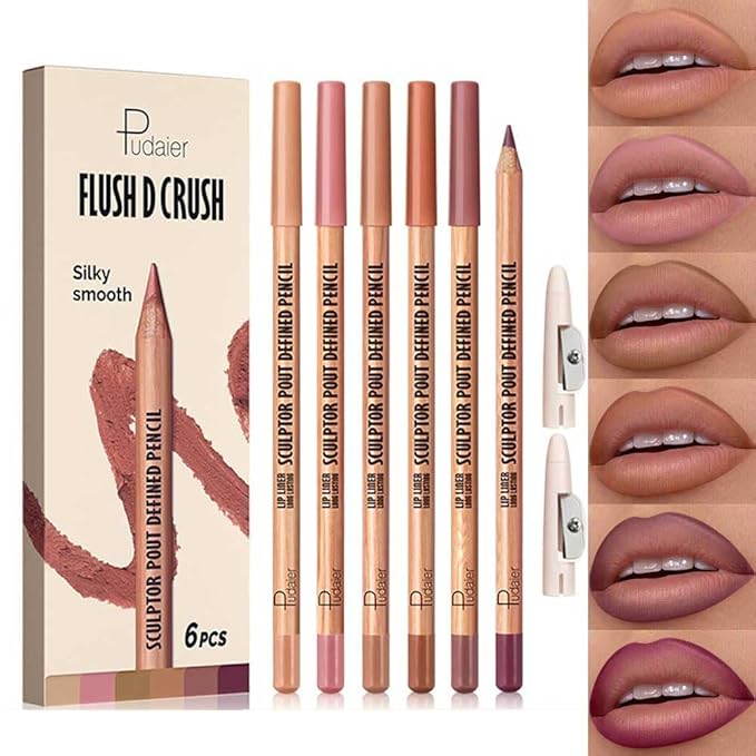 BestLand 6Pcs Berry Spice Glam Lip Liner Set, Long-Lasting Creamy Lip Pencils in Berry, Plum, Terracotta & Rose Shades, Smudge-Proof Formula for Full Bold Lips & Defined Contour Looks (Set 03)