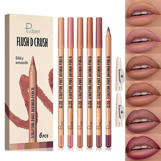 BestLand 6Pcs Berry Spice Glam Lip Liner Set, Long-Lasting Creamy Lip Pencils in Berry, Plum, Terracotta & Rose Shades, Smudge-Proof Formula for Full Bold Lips & Defined Contour Looks (Set 03)