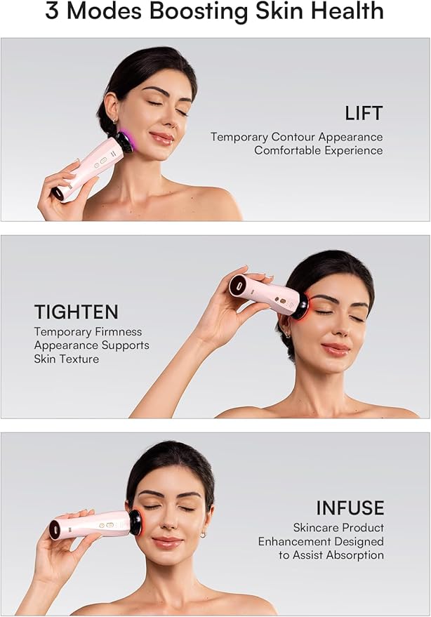 INIA 3-in-1 Red Light Therapy for Face and Neck Beauty Device for Puffiness & Skin Firming Skincare Tool