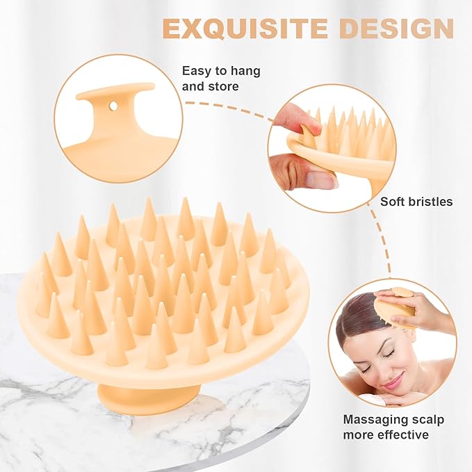 Meartchy Silicone Scalp Massager Shampoo Brush, Scalp Scrubber for Hair Growth (Salmon Pink)