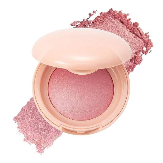 XngQuJoy Baked Highlighting Blush, Soft Pinch Glitter Powder Blush, Natural Finish, Buildable Color, Long Lasting Complexion, Shape, Contour & Highlight for All Skin Tones (C)