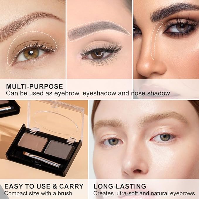 Gray Brown Eyebrow Powder Kit for Women,Taupe Eye Brow Palette with Brush, Brow Color Filler Get Full Defined Natural Brows,Contour Palette, Light Medium sombra para cejas,Long-Lasting Waterproof