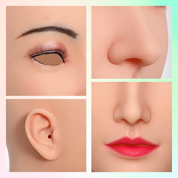Realistic Female Silicone Head Mask Novelty Adults Full Face Mask Cosplay Halloween Crossdresser Party Mask