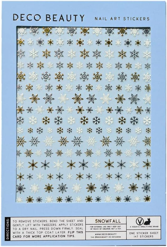 Deco Beauty Snowfall -Super Thin & Easy-to-Apply Nail Art with The Cutest Designs-Durable & Long-Lasting Nail Art Stickers and Decals for Women, for DIY at-Home Manicures & Salon-Quality Nails