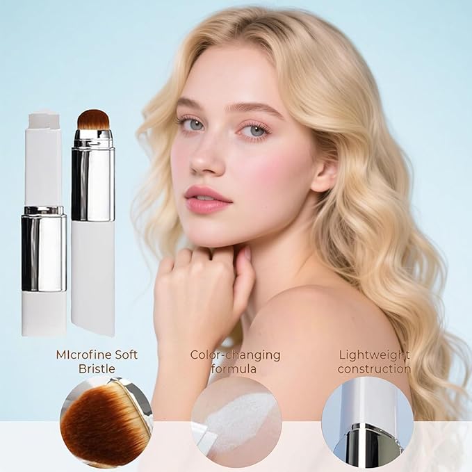 2026 New Double-Headed Foundation Stick, Lightweight Color-Changing Formula with Microfine Soft Bristle Brush, Cream Concealer Makeup (Dark Skin)
