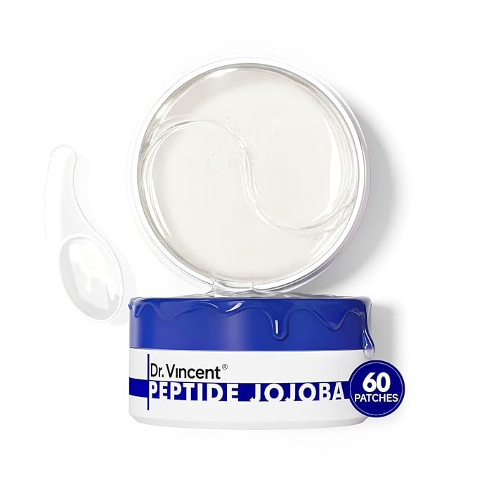 Peptide Jojoba Under Eye Patches, Firming Eye Patches Instant Reduces Dark Circles and Puffiness, Collagen Under Eye Mask for Bags Treatment, Wrinkles, 60 Pcs for Women