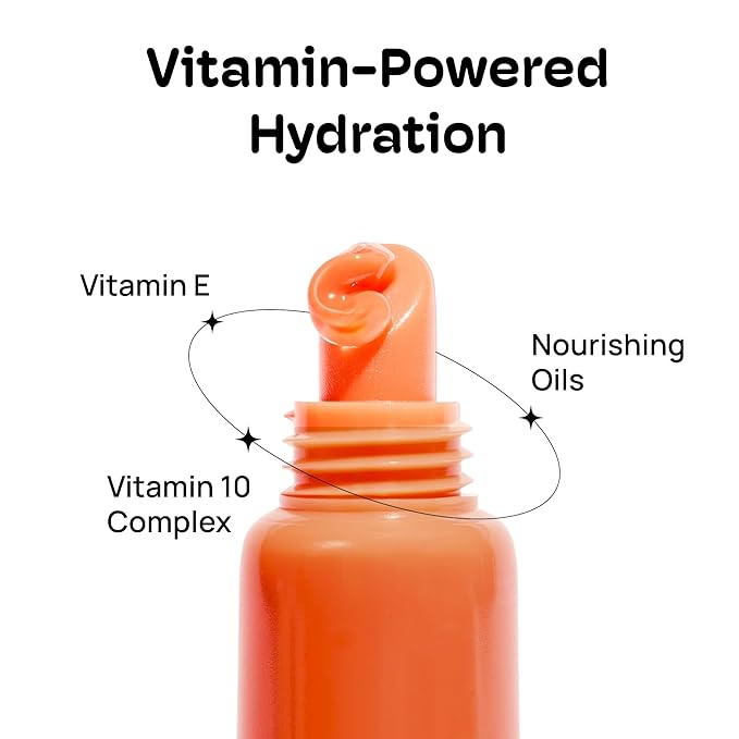 MIXIK 123 Lip Jelly, Sheer Glossy Lip Gloss with Vitamin 10 Complex & Nourishing Oils, Hydrating, Vegan, Cruelty-Free, Non-Sticky Jelly Lip Stain, 0.3 fl oz (9ml) (Tangerine Dream)