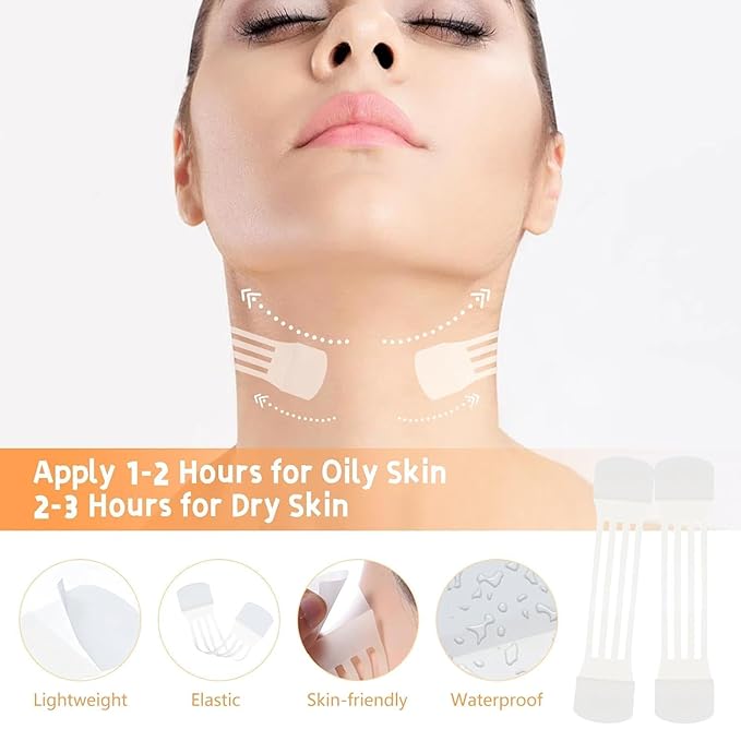 OJJ Neck Tape Lifting Invisible，New 20 PCS Lift Tapes for Women，Suitable for Neck, Face adn Jaw，Durable & Waterproof(4 Bands, 20 Patches)