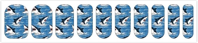 WUXEKZO Self Adhesive Nail Stickers Nail Art Decoration for Girls Manicure Salon (Set of 5 Retro Ocean Sea Sharks Nail Sticker Nails Decals)