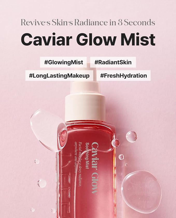 Delere Caviar Glow Soothing Mist | Hydrating Face Mist with Caviar Extract | Refreshing Caviar Collagen Spray for Radiant Hydration and Glowing Skin, 3.4oz
