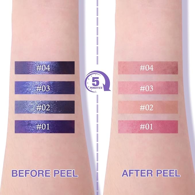 JUAAZIN Matte Lip Stain Peel Off Lip liner Tattoo, Dark Raspberry Liquid Lips Gloss Peel Off Masque, for Women Long Lasting Waterproof Lipstick Lip Tint Stain, Transfer-proof for All Skin Types 01#