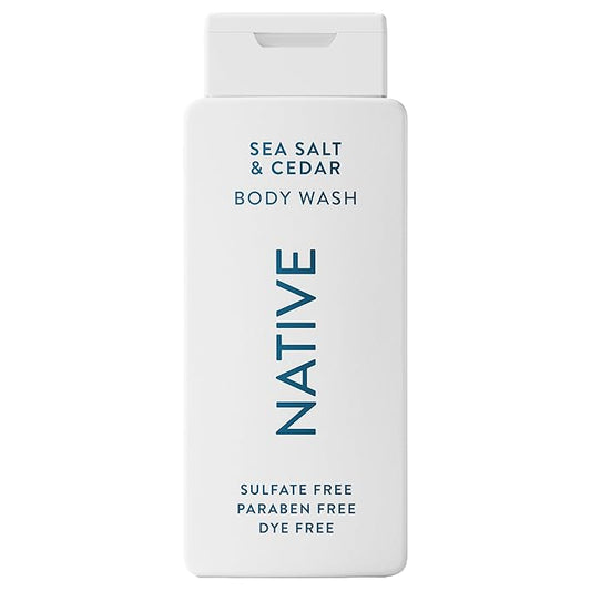 Native Body Wash Contains Naturally Derived Ingredients | For Women & Men, Sulfate, Paraben, & Dye Free Leaving Skin Soft and Hydrating | Sea Salt & Cedar 18 oz