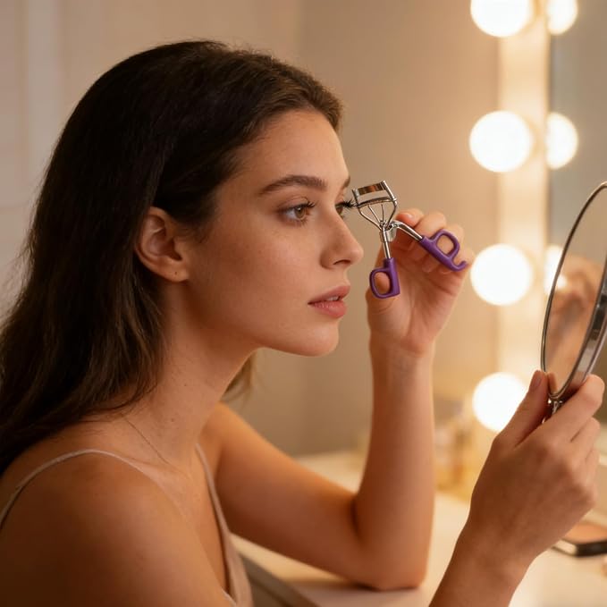 Eyelash Curler, Professional Eyelash Curler, Wide Fit Comfortable Curved Design with Non-Slip Grip, Clump-Free Lift, All The Way Up Lash Curler, Achieve Perfect Curls in 5 Seconds (Purple)
