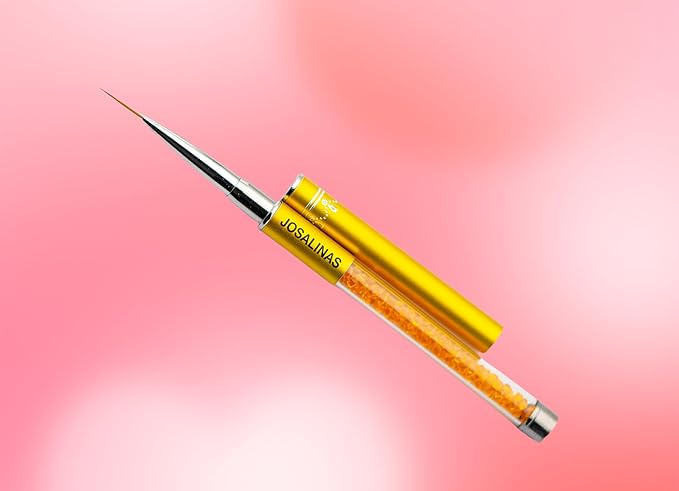 JOSALINAS Nail Brushes Art Pen 2PCS, Gel Polish Painting Tools with Nail Extension Gel Builder, Salon at Home DIY Manicure (Gold-Liner#15mm)