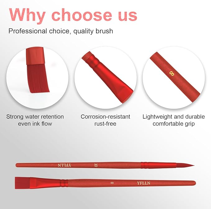 Paint Brushes Set for Acrylic Painting,Watercolor Brushes Painting Brush Nylon Hair Brushes for Acrylic Oil Watercolor Canvases Rock Body Face Nail Miniature Detailing Drawing Art Supplies