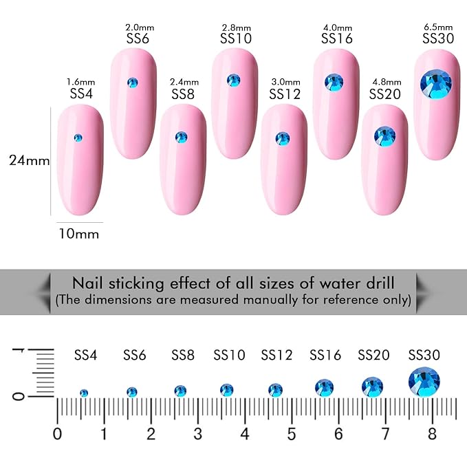 1440Pcs Blue Zircon Crystal Rhinestones,Glass Flatback Rhinestones Gemstones for Nail Face Makeup Art Crafts Clothes Decoration-(SS16,4.0mm,Blue Zircon)