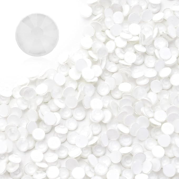 Meibite Neon White Flatback Rhinestones, Glass Rhinestones for Nail Art and Craft, Glue Fix, Loose Crystal Gemstones(Neon White, SS10, 1440pcs, 2.7-2.8mm)