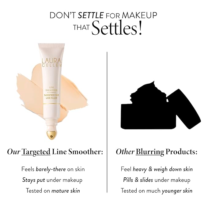 LAURA GELLER Line Smoother Targeted Fine Line Filler | Instant Blurring Primer for Wrinkles & Pores, Subtly Tinted, with Vitamin C & Niacinamide for Mature Skin
