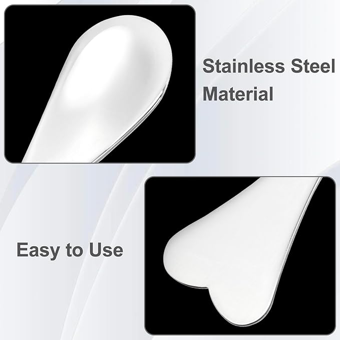 Pndeyo 3pcs Mini Metal Makeup Spatula, Reusable Cosmetic Cream Spatulas Spoon, Skincare Scoop Applicator Facial Massage Beauty Tools for Mixing and Sampling Face Eye Cream- Silver
