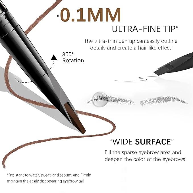 Browcharm Microblading Eyebrow Pencil for Women,0.1mm Ultra-Fine Mechanical Pencil,Makeup Brow Definer Waterproof,Draws Tiny Brow Hairs and Fills in Sparse Areas and Gaps (02 Light Grey)