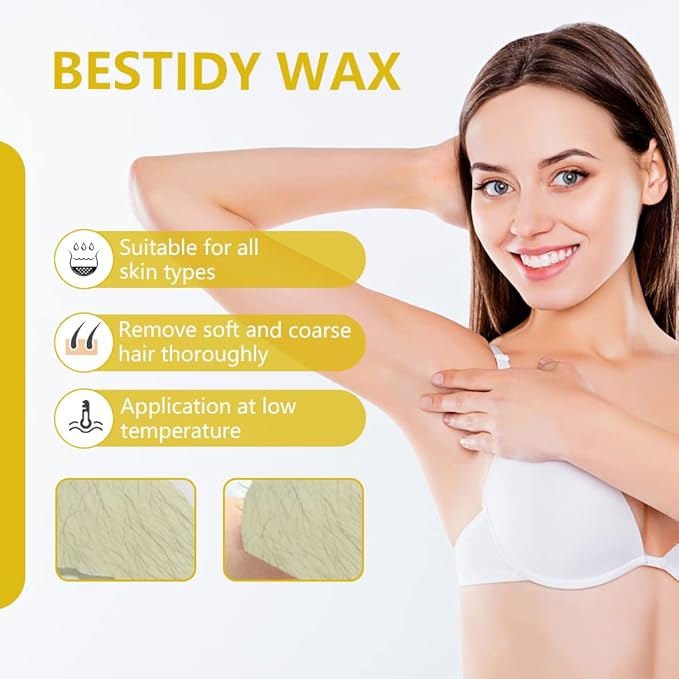 Bestidy Hard Wax Beads for Hair Removal, 1.2lb Waxing Beads for All Body and Brazilian Bikini Areas, White
